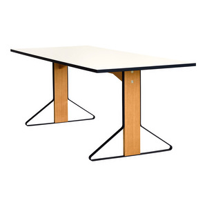 Kaari-pöytä, valkoinen laminaatti/tammi, 85 x 200 cm