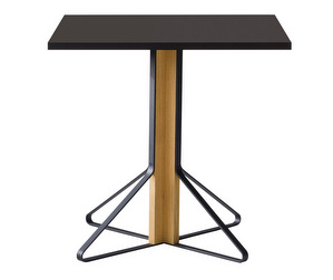 Kaari-pöytä, musta linoleum/tammi, 75 x 75 cm