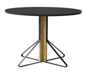 Kaari-pöytä, musta linoleum/tammi, ø 110 cm