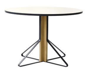 Kaari-pöytä, valkoinen laminaatti/tammi, ø 110 cm
