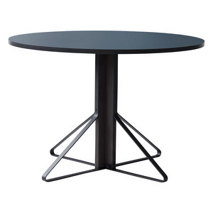 Kaari-pöytä, musta linoleum/musta tammi, ø 110 cm