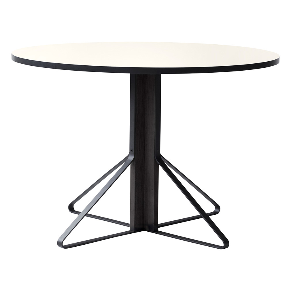 Artek Kaari-pöytä valkoinen laminaatti/musta tammi, ø 110 cm