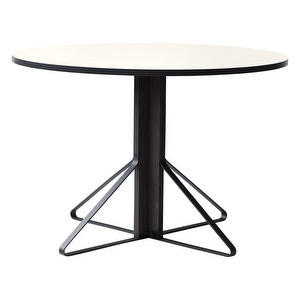Kaari-pöytä, valkoinen laminaatti/musta tammi, ø 110 cm