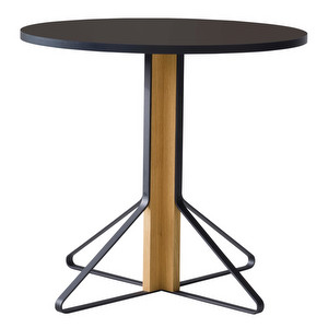 Kaari Table, Black Laminate/Oak, ø 80 cm