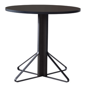 Kaari-pöytä, musta linoleum/musta tammi, ø 80 cm