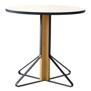 Kaari-pöytä, valkoinen laminaatti/tammi, ø 80 cm