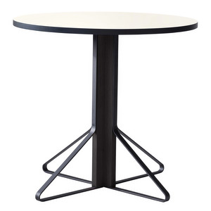 Kaari-pöytä, valkoinen laminaatti/musta, ø 80 cm