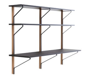 Kaari Wall Shelf with Desk, Black/Oak