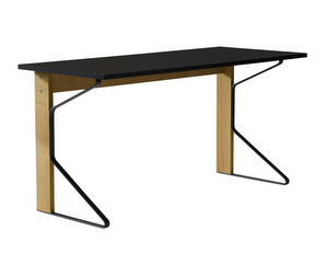 Kaari-työpöytä, musta linoleum/tammi, 65 x 150 cm