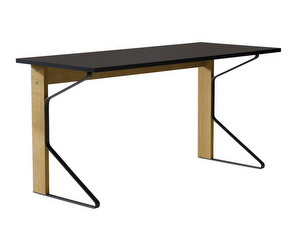 Kaari-työpöytä, musta laminaatti/tammi, 65 x 150 cm