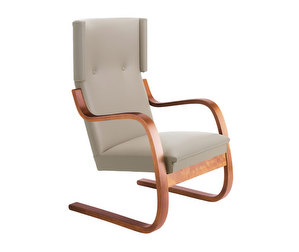 Armchair 401, Walnut/Prestige Leather Beige