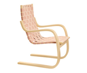 Armchair 406, Natural/Red Webbing, H 87 cm