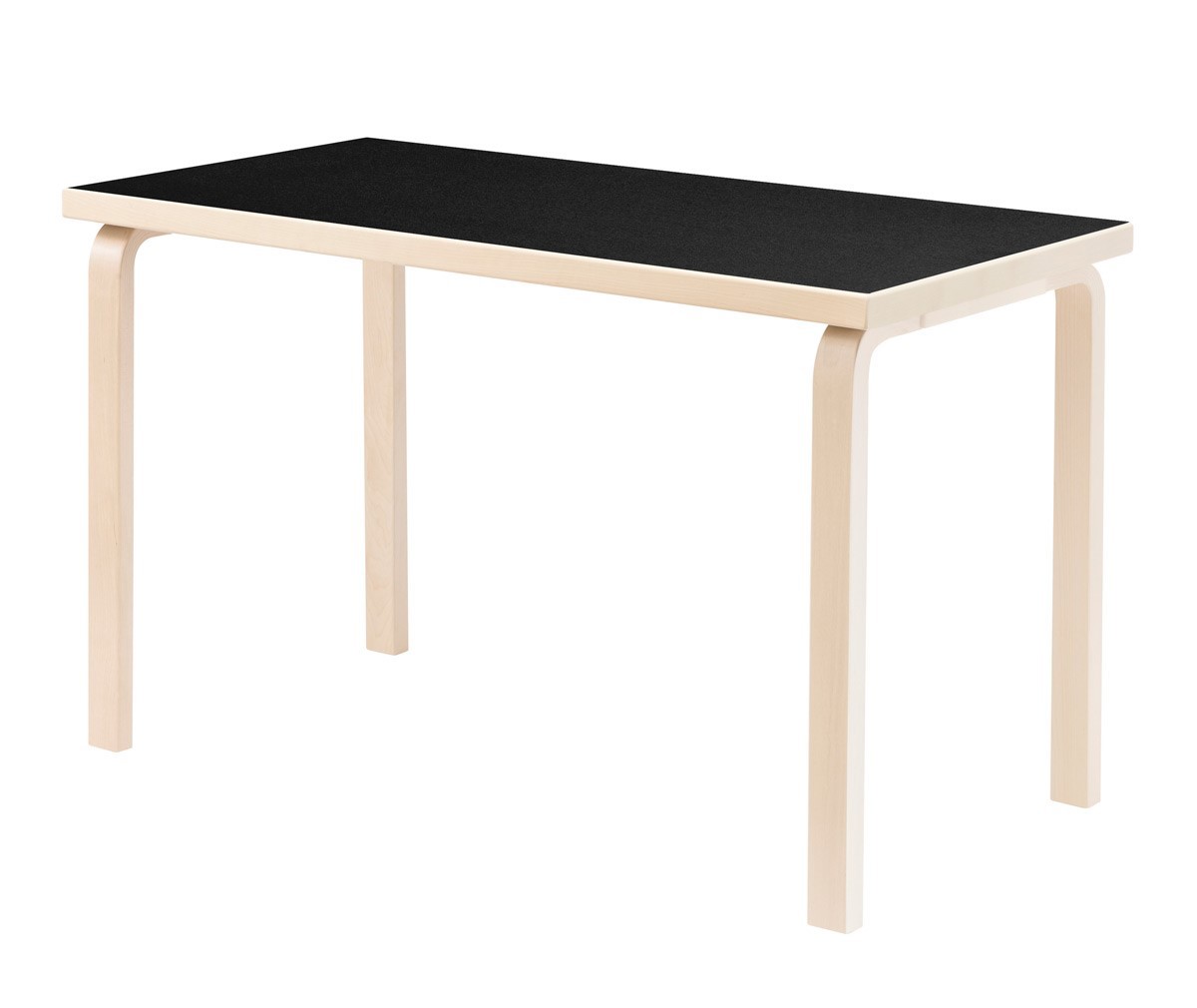 Artek Table 80A Birch/Black Linoleum, 60 x 120 cm