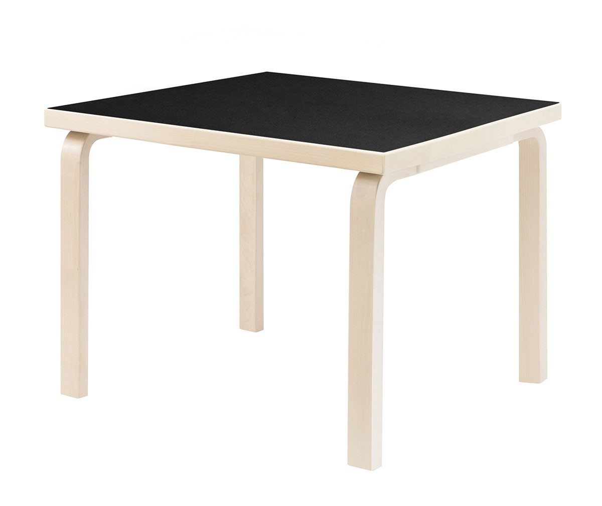 Artek Table 81C Birch/Black Linoleum, 75 x 75 cm
