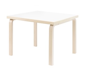 Table 81C, Birch/White Laminate, 75 x 75 cm