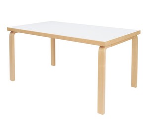 Table 82A, Birch/White Laminate, 85 x 150 cm