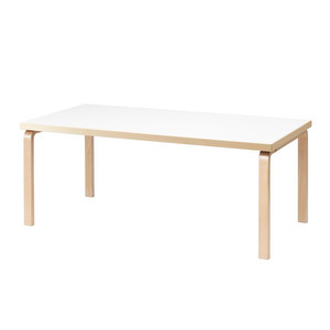 Table 83, Birch/White Laminate, 91 x 182 cm