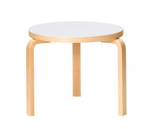 Pöytä 90D, koivu/valkoinen, ⌀ 48 cm