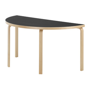 Pöytä 96, koivu/musta linoleum, 75 x 150 cm