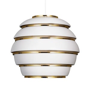 Pendant Light A331 “Beehive”, White/Brass
