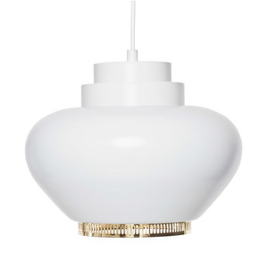 Pendant Light A333 “Turnip”, White/Brass