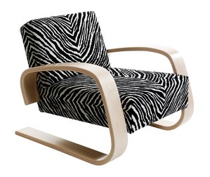 Armchair 400 “Tank”, Zebra Fabric, H 65 cm