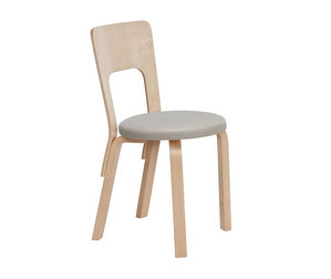 Tuoli 66, koivu/Prestige-nahka beige