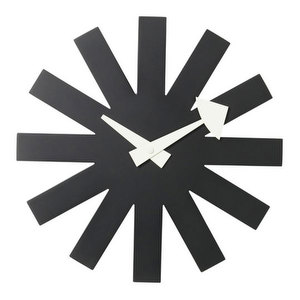 Asterisk-seinäkello, musta, ø 25 cm