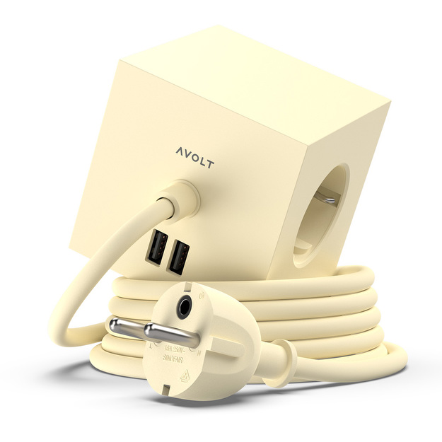 Avolt - Square 1 Extension Cord with USB Port - Grey