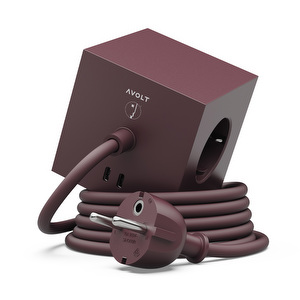 Square 1 USB-C -jatkojohto, mulberry red, 1,8 m, Avolt x Bauhaus-Archiv