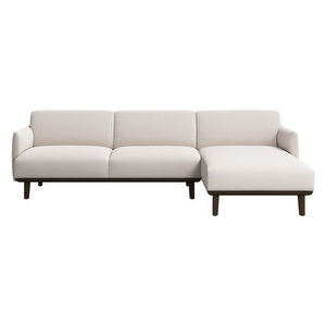 Aarhus Chaise Longue, Copenhagen Fabric 3310 White / Dark Oak, W 262 cm / right