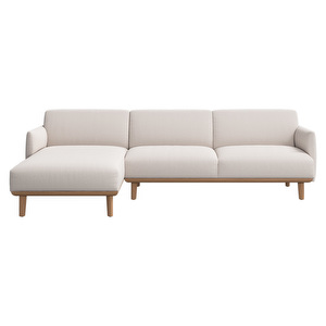 Aarhus Chaise Longue, Copenhagen Fabric 3310 White / Oak, W 262 cm / Weft