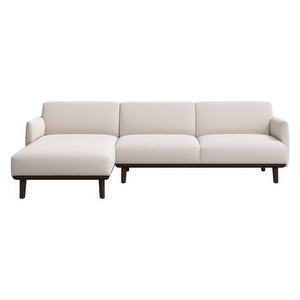 Aarhus Chaise Longue, Copenhagen Fabric 3310 White / Dark Oak, W 262 cm / Weft