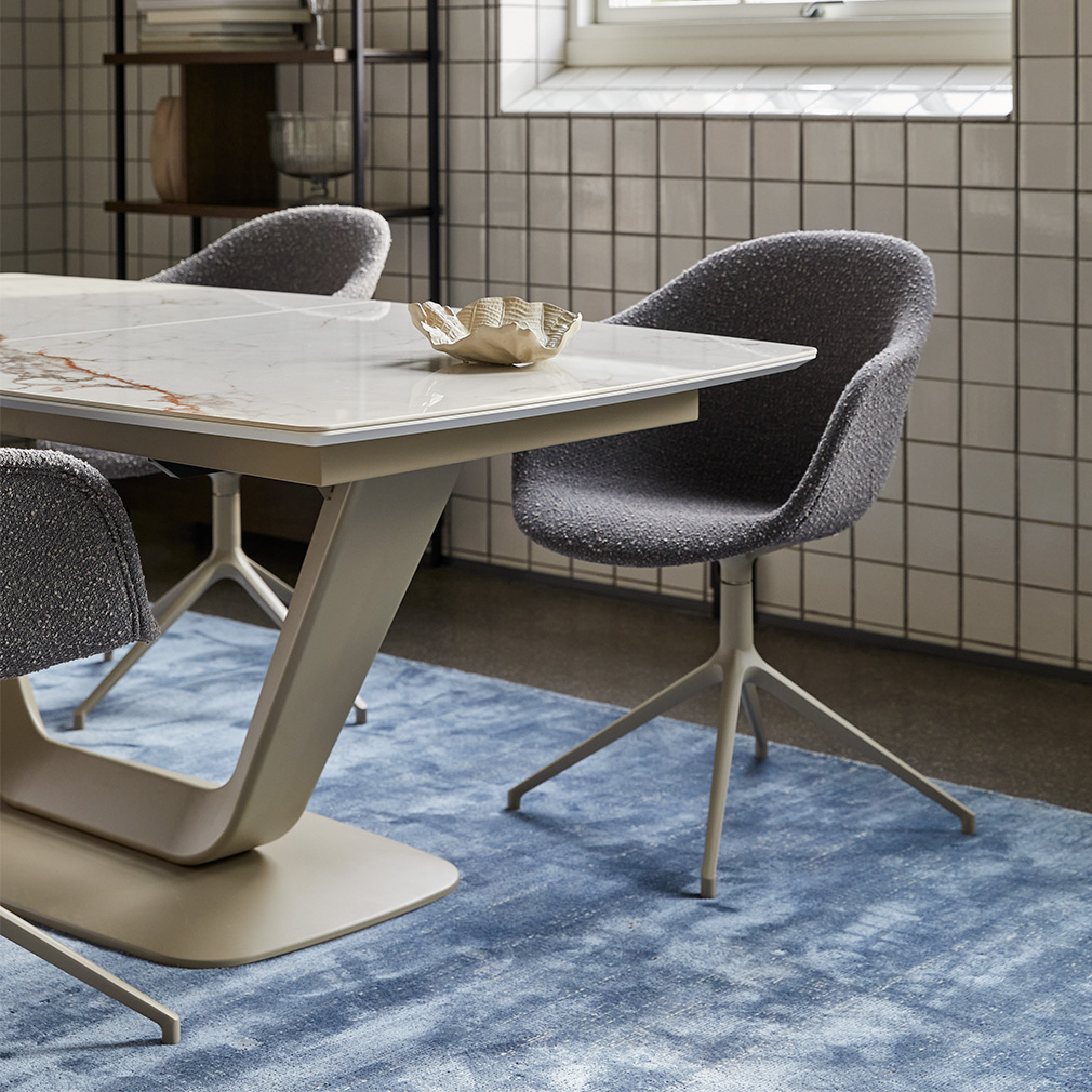 BoConcept Alicante Extendable Dining Table, White Marble Ceramic