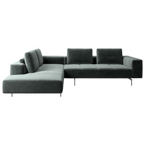 Amsterdam Corner Sofa, Velvet Fabric 3032 Green, W 228 cm