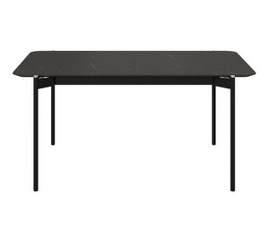Augusta -jatkettava ruokapöytä, tumma keramiikka/musta, 90 x 160/236 cm