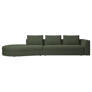 Bergamo Chaise Sofa, Lazio Fabric 3094 Dark Green, W 359 cm