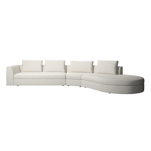 Bergamo Chaise Sofa, Lazio Fabric 3090 White, W 410 cm