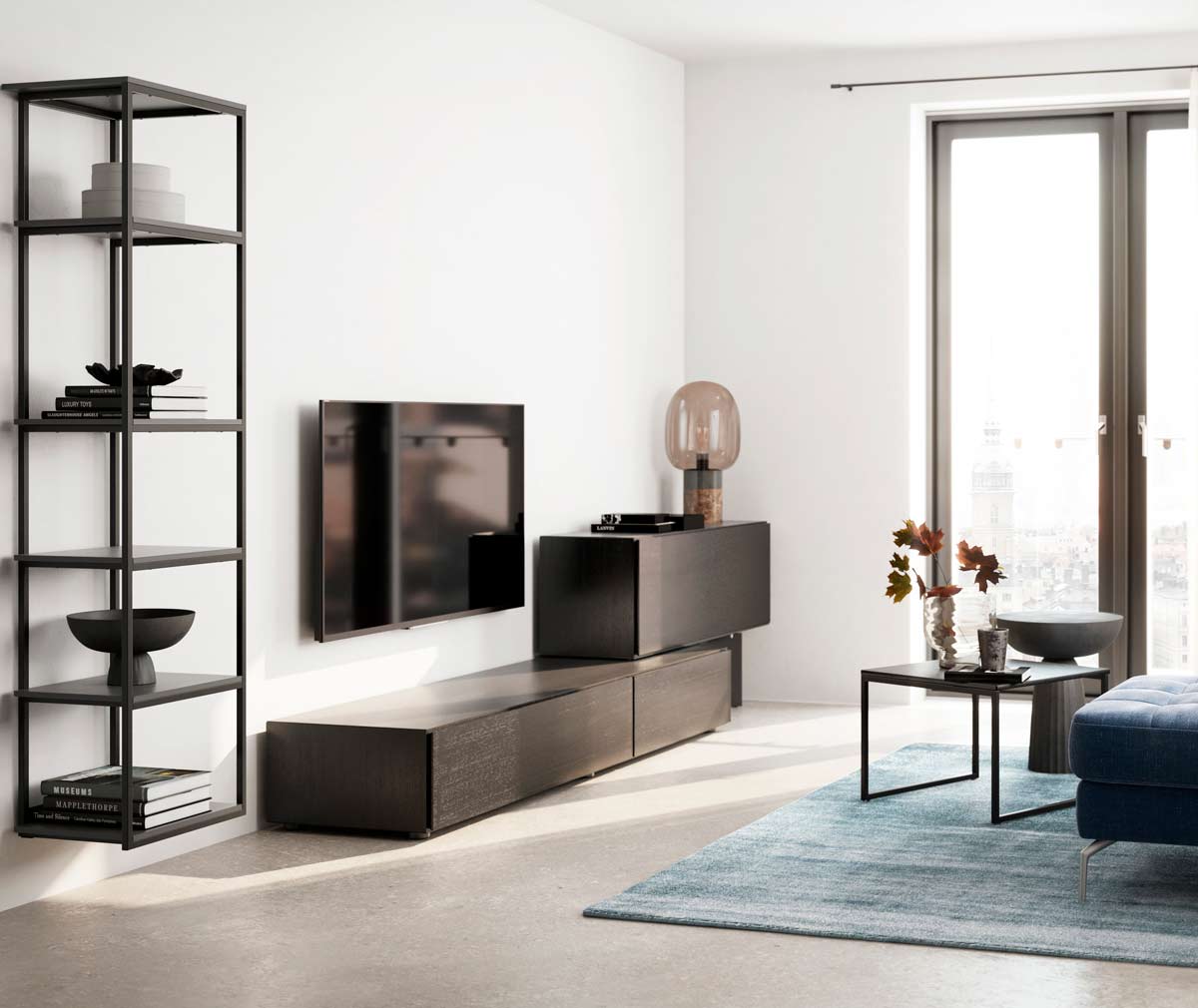 BoConcept Bordeaux Wall Shelf, Grey / Matt Black | Vepsäläinen