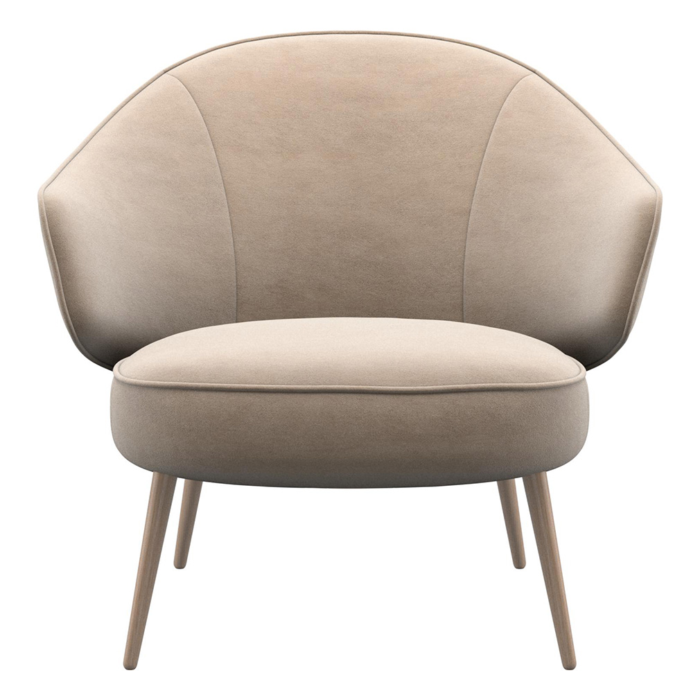 BoConcept Charlotte Armchair Velvet Fabric 3033 Sand Oak Vepsalainen