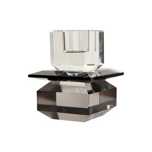 Crystal-kynttilänjalka, savulasi/kirkas lasi, 7 x 8 cm