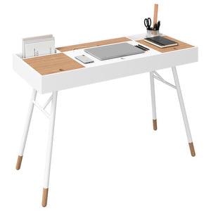 Cupertino-työpöytä, valkoinen/tammi, 48 x 115 cm