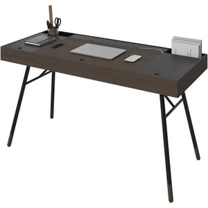 Cupertino-työpöytä, tumma tammi/musta, 60 x 140 cm