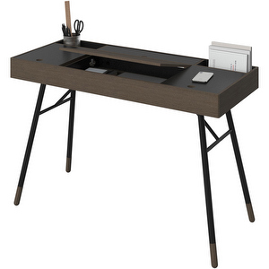 Cupertino-työpöytä, tumma tammi/musta, 48 x 115 cm