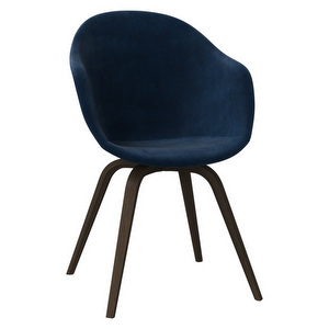 Hauge Chair, Ravello Fabric 3225 Dark Blue / Dark Oak, Armrests