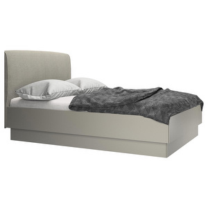 Houston Bed, Lazio Fabric 3091 Beige / Ash Grey, 140 x 200 cm
