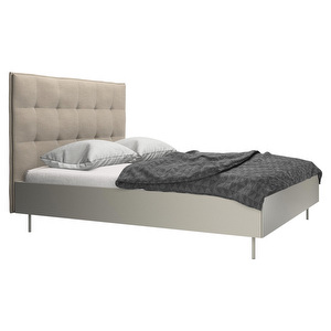 Lugano Bed, Bristol Fabric 3063 Beige / Ash Grey, 160 x 200 cm