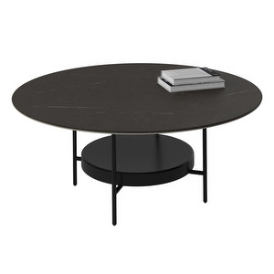 Madrid Coffee Table, Metal / Dark Marble Ceramic, ⌀ 99 cm