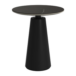 Madrid Side Table, Dark Marble Ceramic / Black