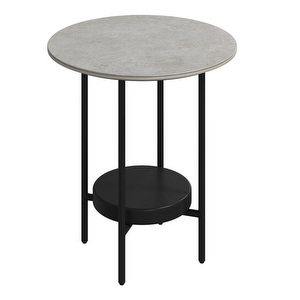 Madrid Side Table, Ash Grey Ceramic / Black, ⌀ 46 cm